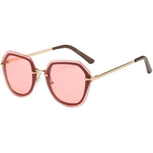 (447) Rim/Rimless Aviator Square Round Sunglasses - Pink